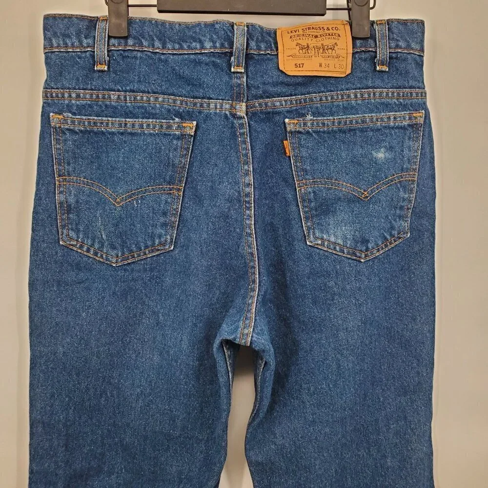Levi's 517 High Rise Straight Leg Denim Jeans Vintage 100% Cotton 34x30 Men